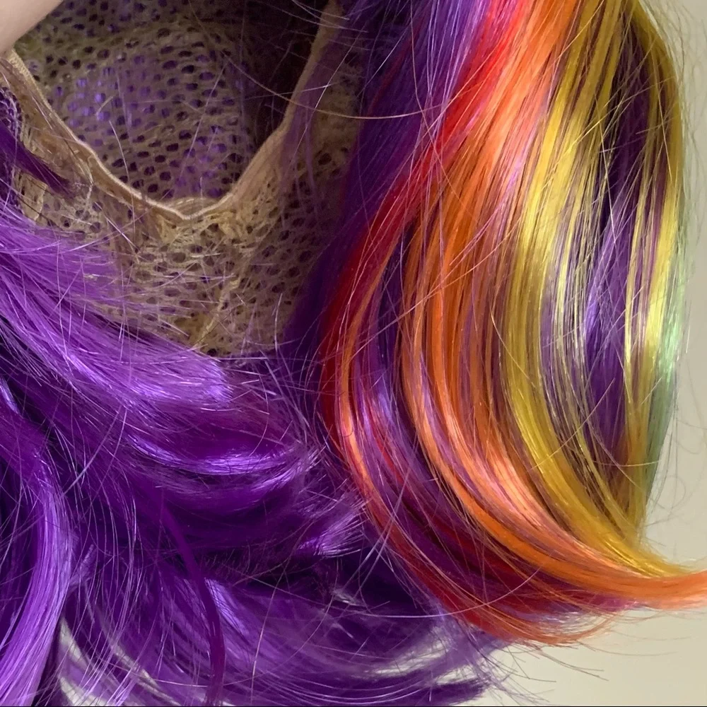 Rainbow wig with bangs